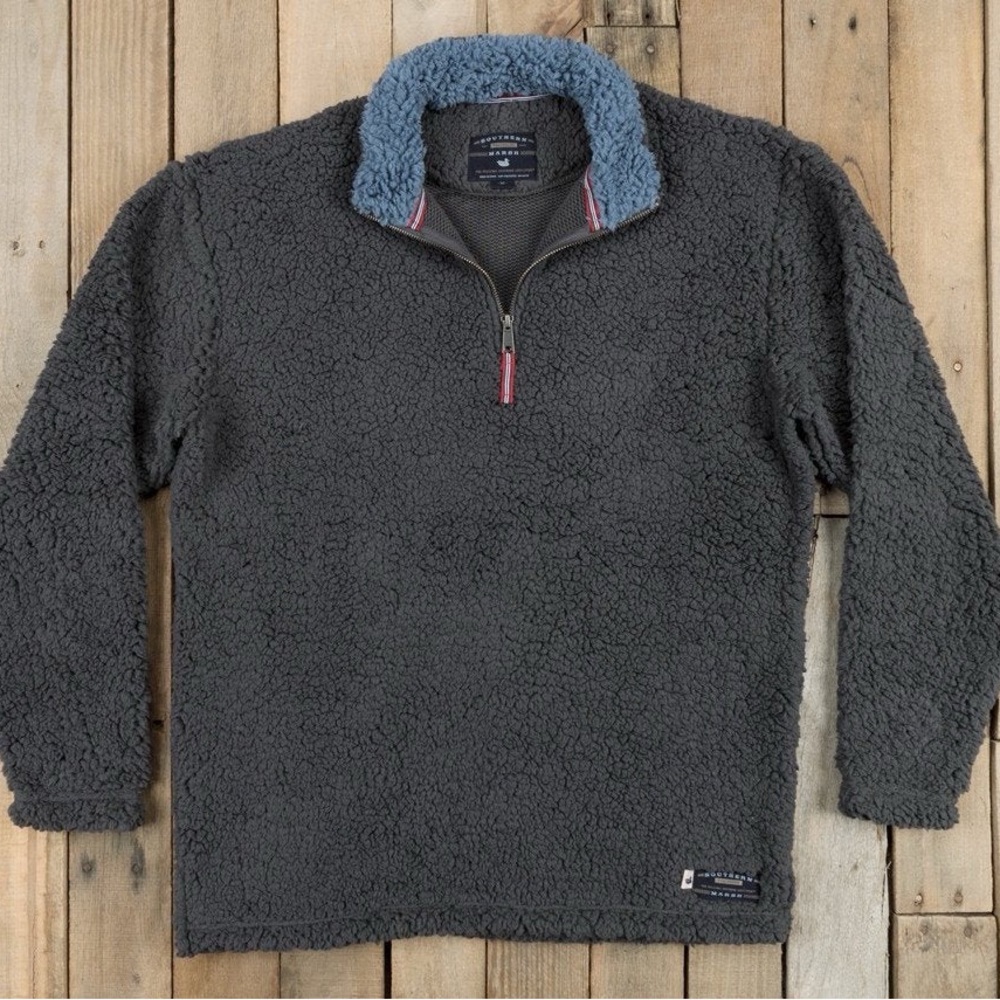 Southern Marsh Appalachian Pile Sherpa Pullover in Midnight Gray (XL)